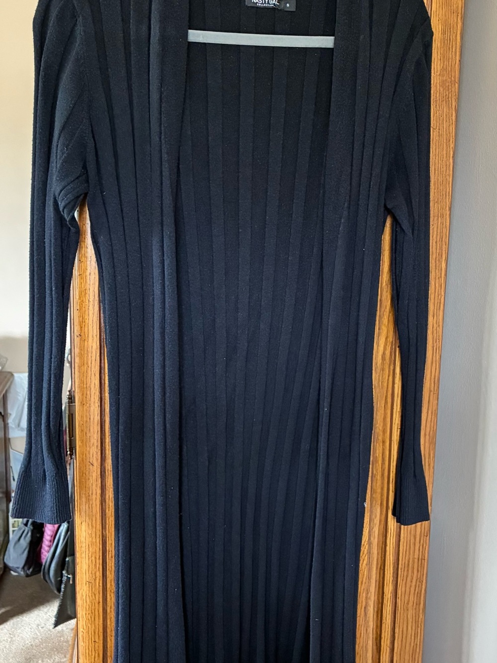 Nasty Gal Black Ribbed Open Front Cardigan
